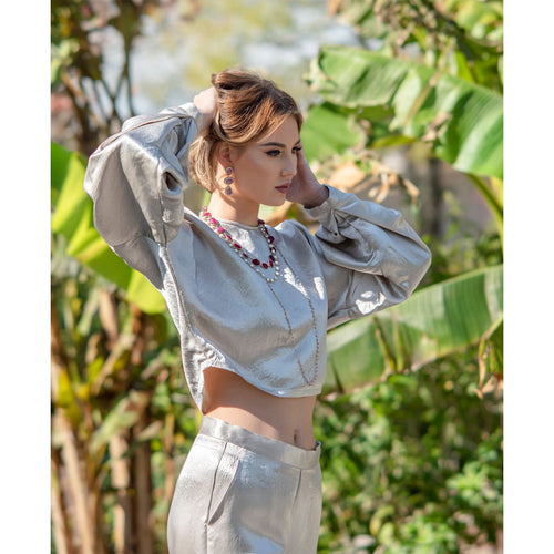 Sophie Beige Crop Top by Le Réussi®