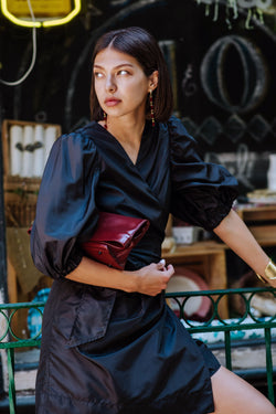 Black Lusso Wrap Dress by Le Réussi®