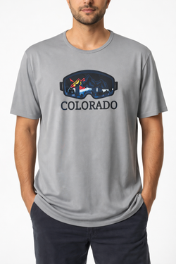 Colorado Threads Mountain Ski Goggle Unisex Performance Tee Grey