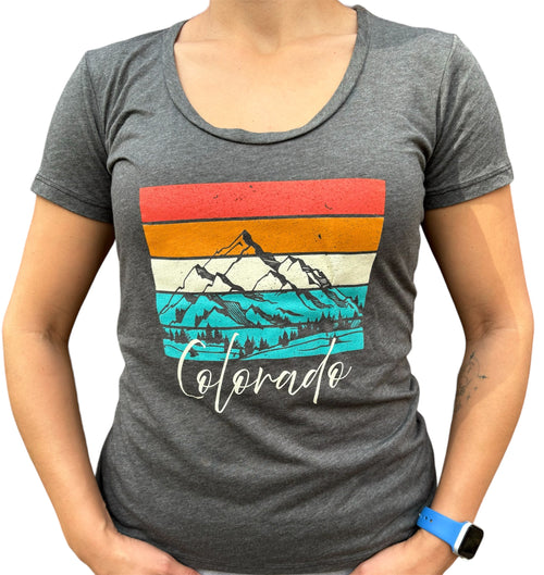 Colorado Colorful Peaks Short Sleeve Shirt (Grey) by Colorado Threads Clothing