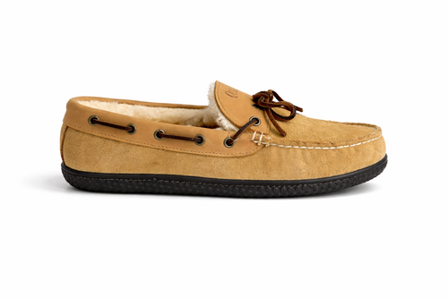 In Stock Men’s Hearth ESQ Slipper: Linen Suede