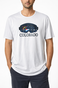Colorado Threads Mountain Ski Goggle Unisex Performance Tee White