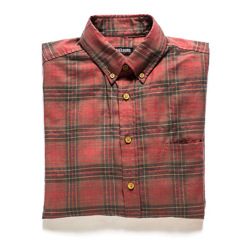 Red plaid shirt made in usa Japanese fabric