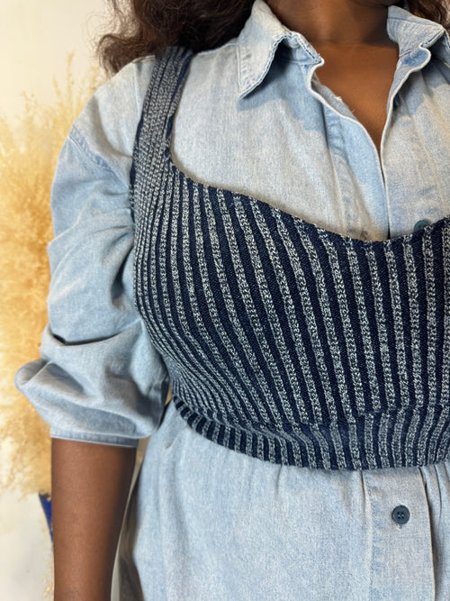 Jasper Jets Bralette Denim by Lenese Calleea The Brand.