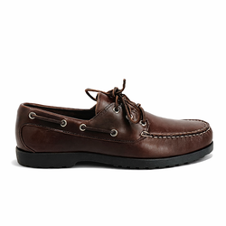 In Stock Men’s Quoddy Head Boat Shoe CL: Brown Charcoal