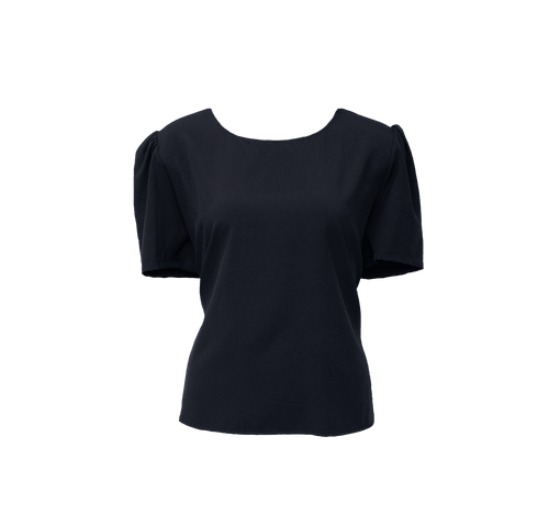Elegance Round Neck Blouse in Black by Le Réussi®