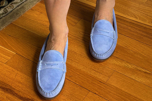 KKB Penny Loafer: Light Blue Pastel Suede by Quoddy.com