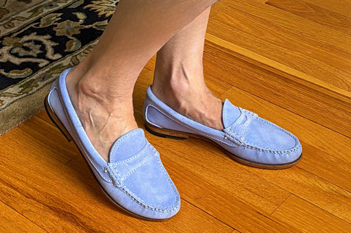 KKB Penny Loafer: Light Blue Pastel Suede by Quoddy.com