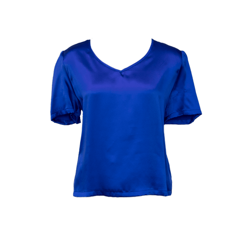 Shining V-Neck Blouse in Blue by Le Réussi®