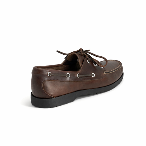 In Stock Men’s Quoddy Head Boat Shoe CL: Brown Charcoal
