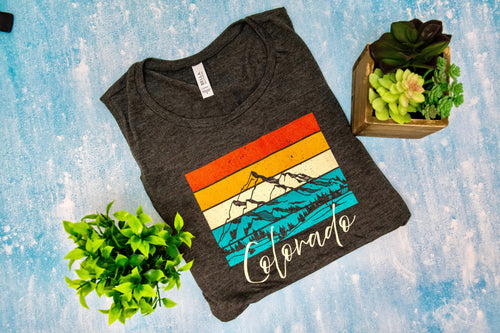 Colorado Colorful Peaks Short Sleeve Shirt (Grey) by Colorado Threads Clothing