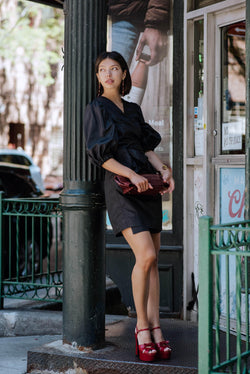 Black Lusso Wrap Dress by Le Réussi®