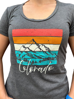 Colorado Colorful Peaks Short Sleeve Shirt (Grey) by Colorado Threads Clothing