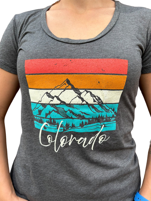 Colorado Colorful Peaks Short Sleeve Shirt (Grey) by Colorado Threads Clothing