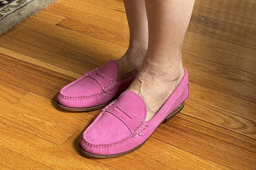KKB Penny Loafer: Brilliant Pink Suede by Quoddy.com