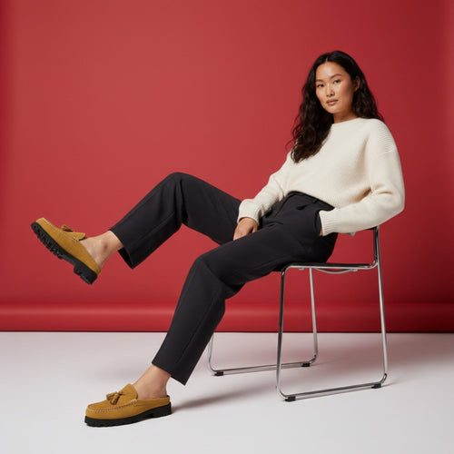 In Stock Women's Moxie Mule: Mushroom Suede