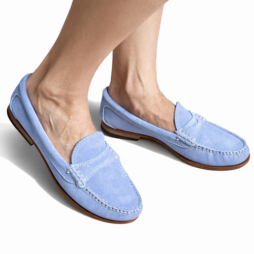 KKB Penny Loafer: Light Blue Pastel Suede