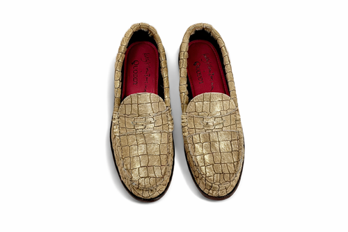 KKB Penny Loafer: Gold Hair-on Leather