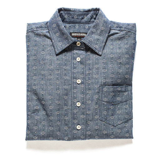 womens popover shirt button down japanese denim dot pattern