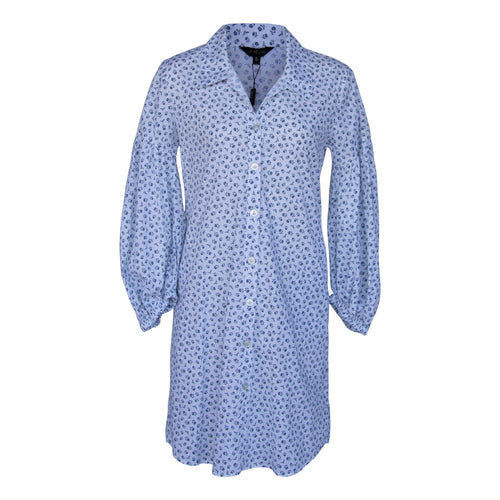 Shirt Dress with Oversized Sleeves in White Floral by Le Réussi®