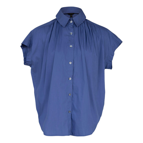 Women's Gather Collar Shirt in Navy by Le Réussi®