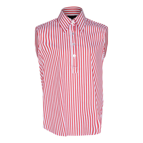 Italian Cotton Stripe Red Sleeveless Top by Le Réussi®