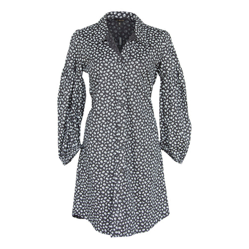 Black Floral Dress in Italian Cotton by Le Réussi®