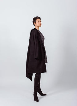 Worsted Flannel Long Trench Coat by Le Réussi®