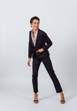 Tailoring Slim Pants in Navy Blue by Le Réussi®