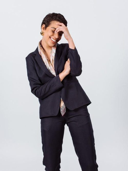 Tailoring Slim Pants in Navy Blue by Le Réussi®