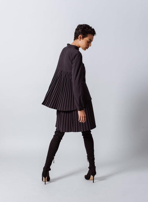 Luxe Black Pleated Skirt by Le Réussi®