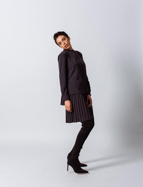 Luxe Black Pleated Skirt by Le Réussi®