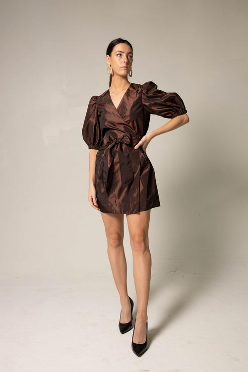Power Bordeaux Red Wrap Dress by Le Réussi®