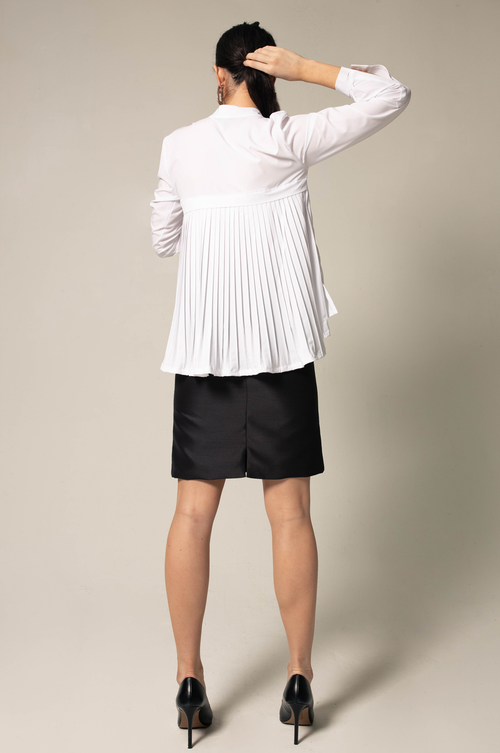 Stylish Pleated Blouse in White by Le Réussi®