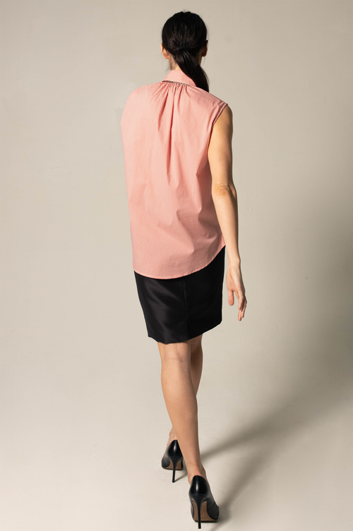 Italian Cotton Orange Sleeveless Top by Le Réussi®