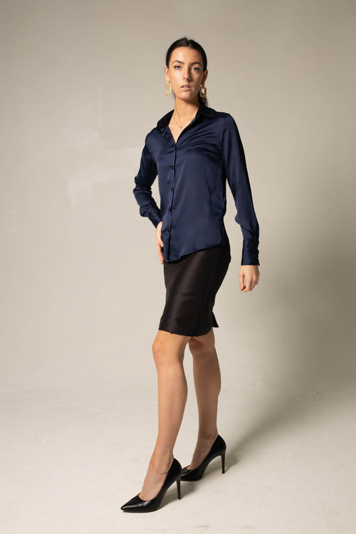 Classy Women Silk Blouse in Royal Blue by Le Réussi®