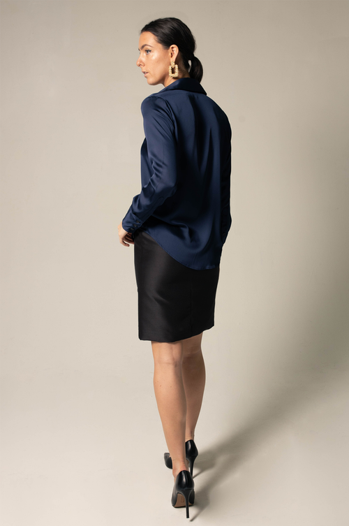Classy Women Silk Blouse in Royal Blue by Le Réussi®