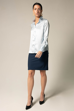 Luxe Silk Blouse in Blue by Le Réussi®