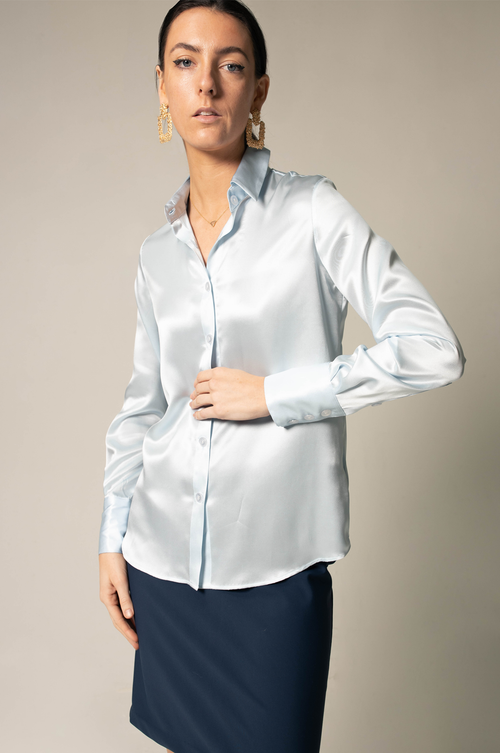 Luxe Silk Blouse in Blue by Le Réussi®