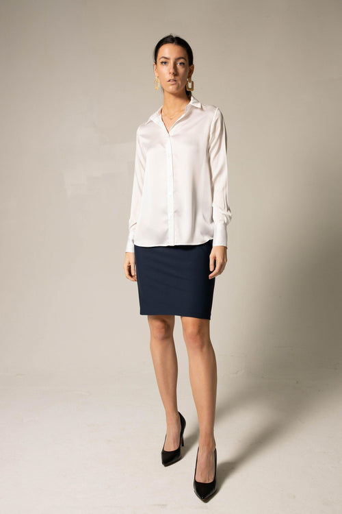 Elegance Silk Blouse in White by Le Réussi®