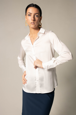 Elegance Silk Blouse in White by Le Réussi®