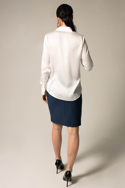 Elegance Silk Blouse in White by Le Réussi®