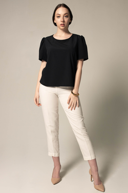 Elegance Round Neck Blouse in Black by Le Réussi®