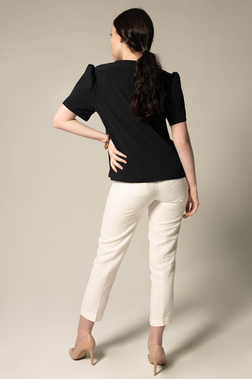 Elegance Round Neck Blouse in Black by Le Réussi®