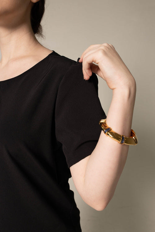 Elegance Round Neck Blouse in Black by Le Réussi®