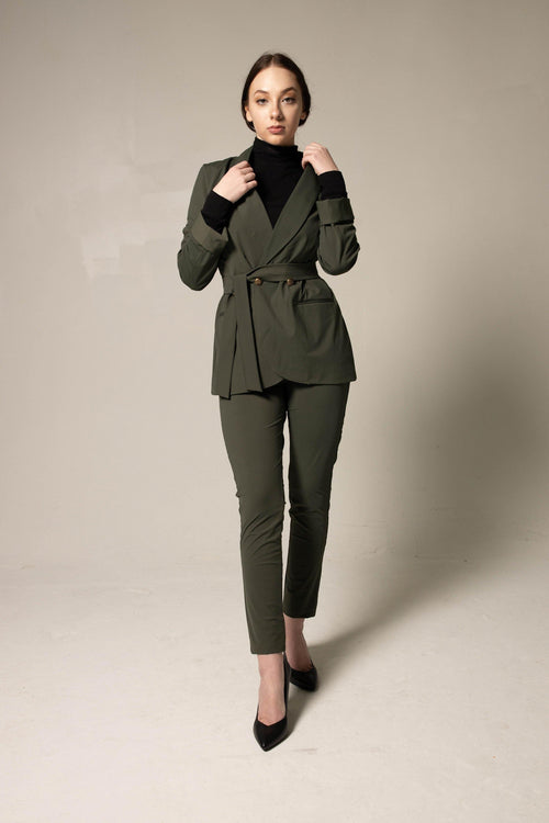Women's Olive Blazer With Front Buttons – Tailored Blazer for Women