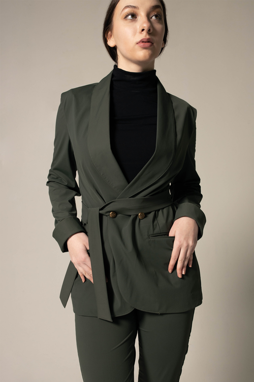 Women's Olive Blazer With Front Buttons – Tailored Blazer for Women