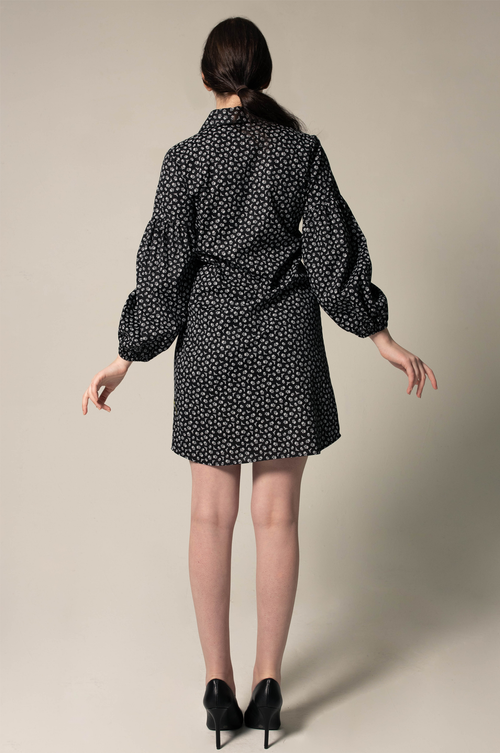 Black Floral Dress in Italian Cotton by Le Réussi®