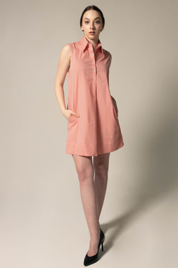 Italian Cotton Orange Sleeveless Dress by Le Réussi®