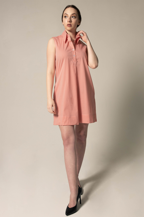 Italian Cotton Orange Sleeveless Dress by Le Réussi®